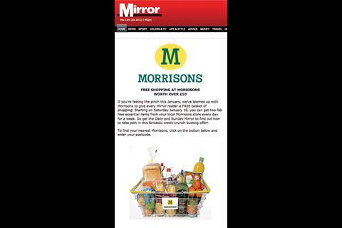 Morrisons drew people into stores in January with an offer of a free basket of shopping